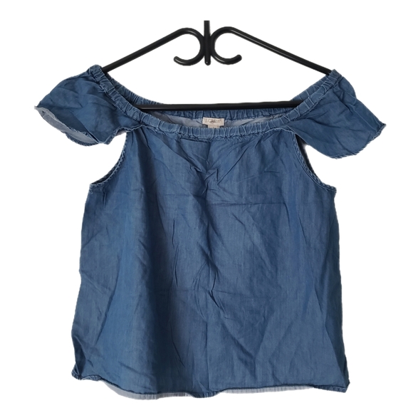 J.Crew Blue Chambray Off-Shoulder Top โ Size S - Picture 5 of 6